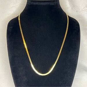 Monet Gold Tone Herringbone Chain Necklace